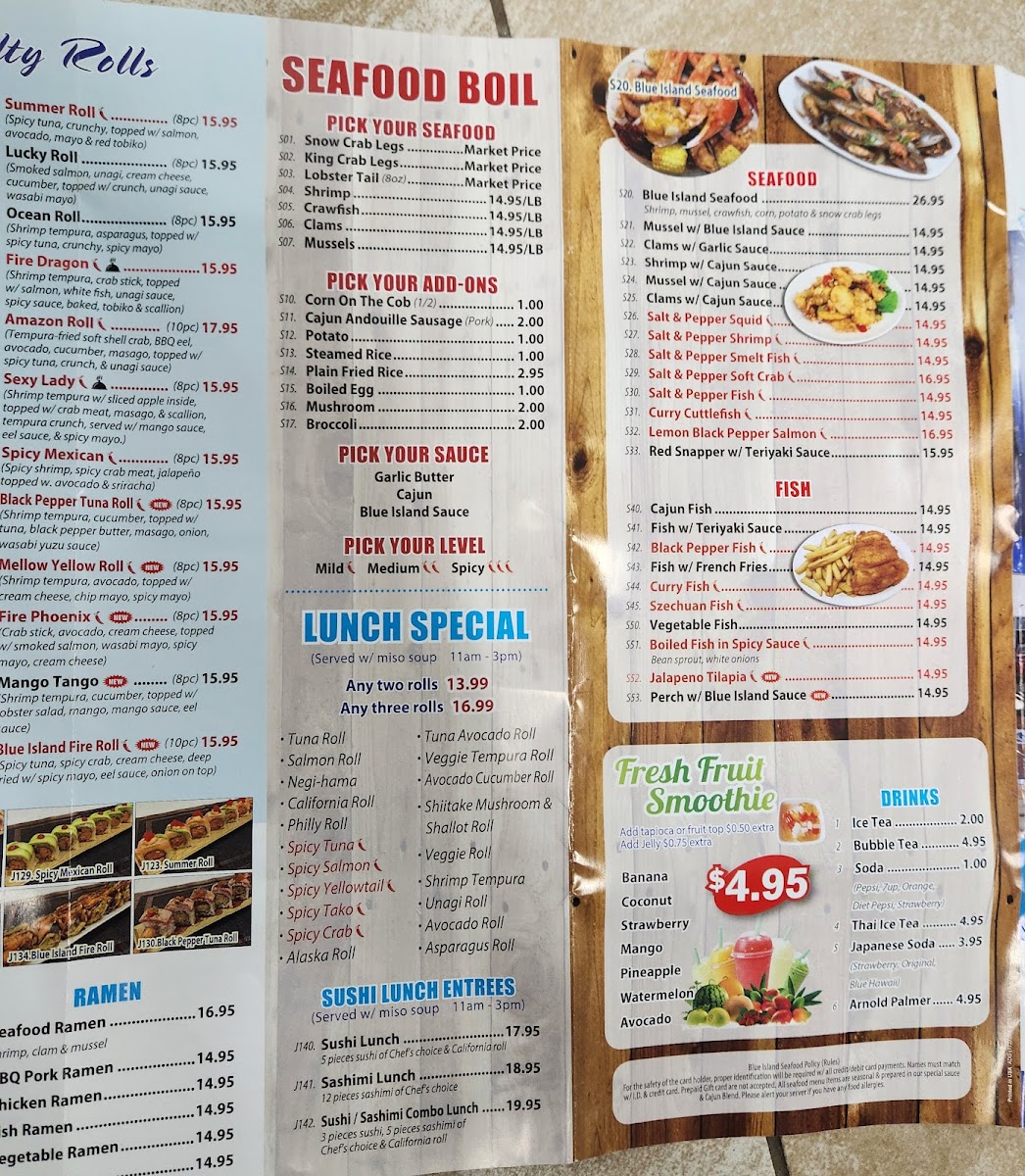 Blue Island Seafood Menu - Image 2